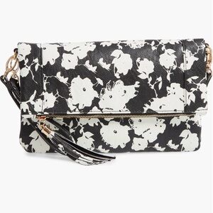 Sole Society Black and White floral crossbody/clutch